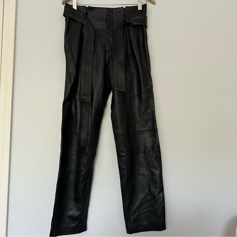 Antonio Melani luxury collection Kerry genuine leather belted pants NWT 4 - Picture 4 of 12
